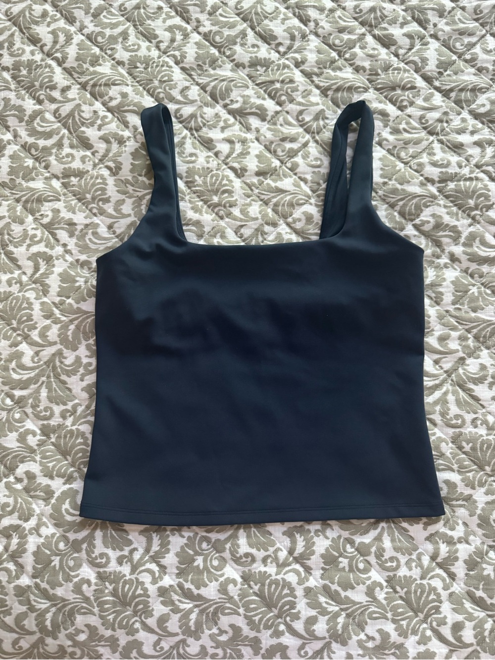 Lululemon navy blue tank crop top without the pads, size 8